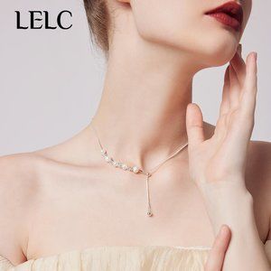 LELC pull-out smiley face pearl necklace